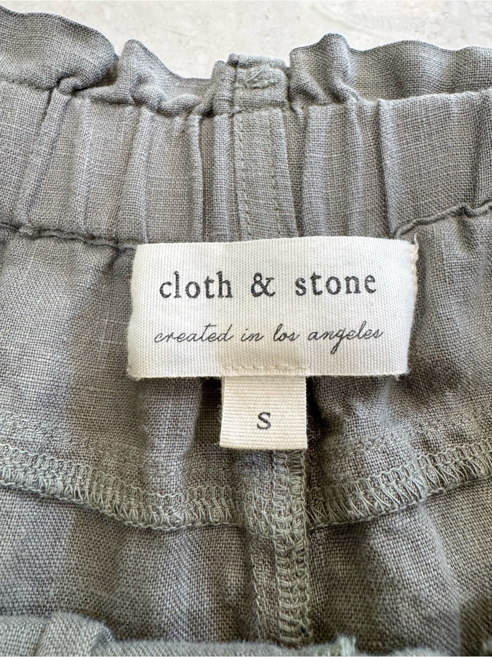 Cloth & Stone 100% Linen Wide Leg Cropped Pants Sage Gray Raw Hem Size S - Picture 2 of 8